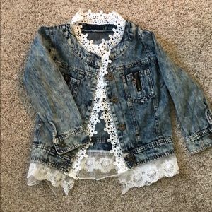 Toddler girl lace lined jean jacket